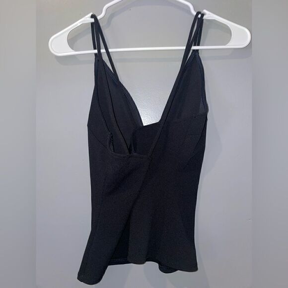 Express Womens spaghetti Strap Black Plunge Neck Top Size Small Nightlife Casual - Picture 2 of 3